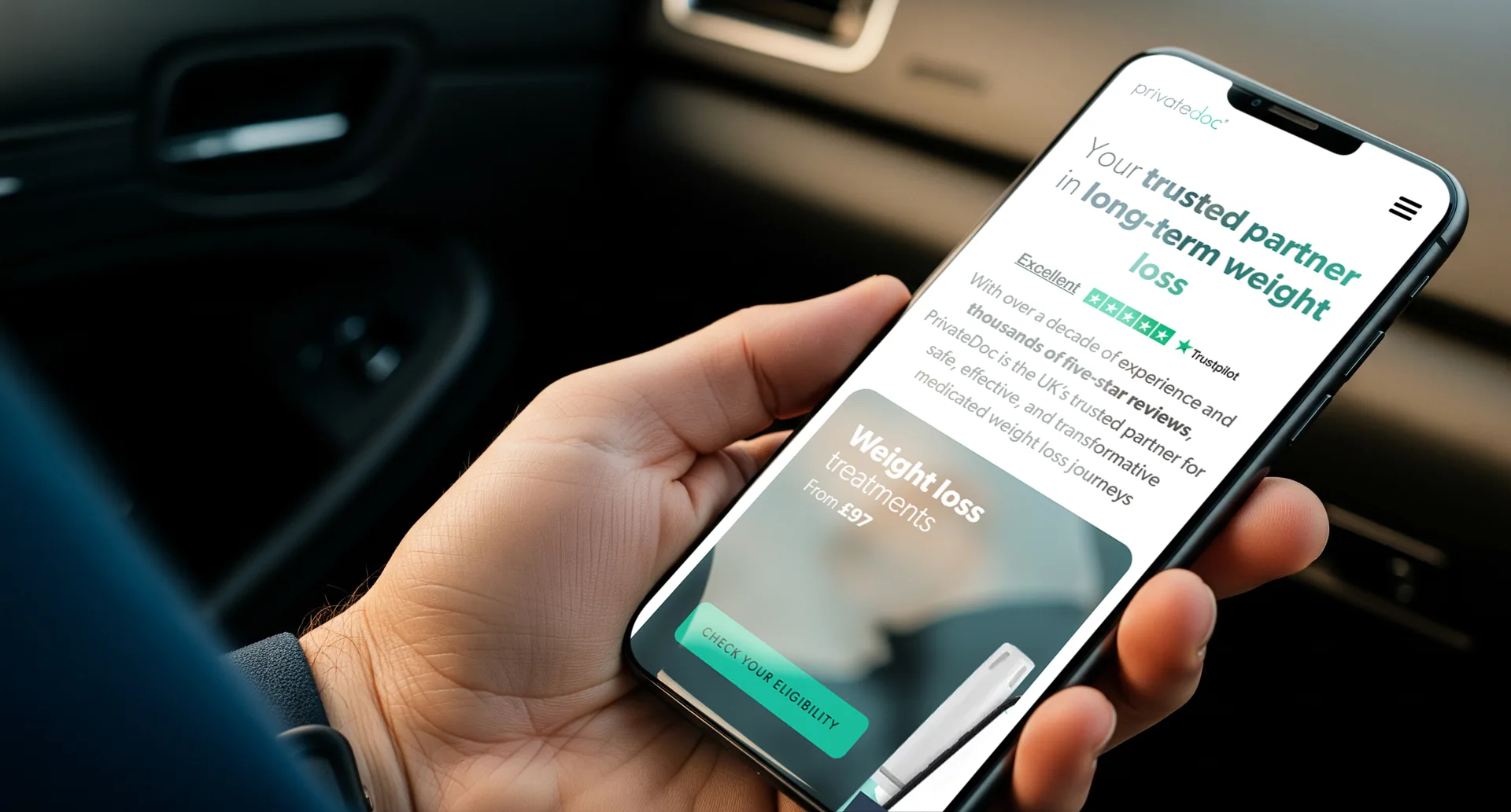 The PrivateDoc online clinic platform showing a patient consultation journey